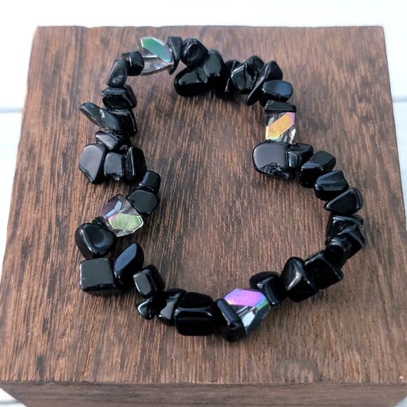 Black & Multi Colored Stretch Bracelet - Picture 1 of 7